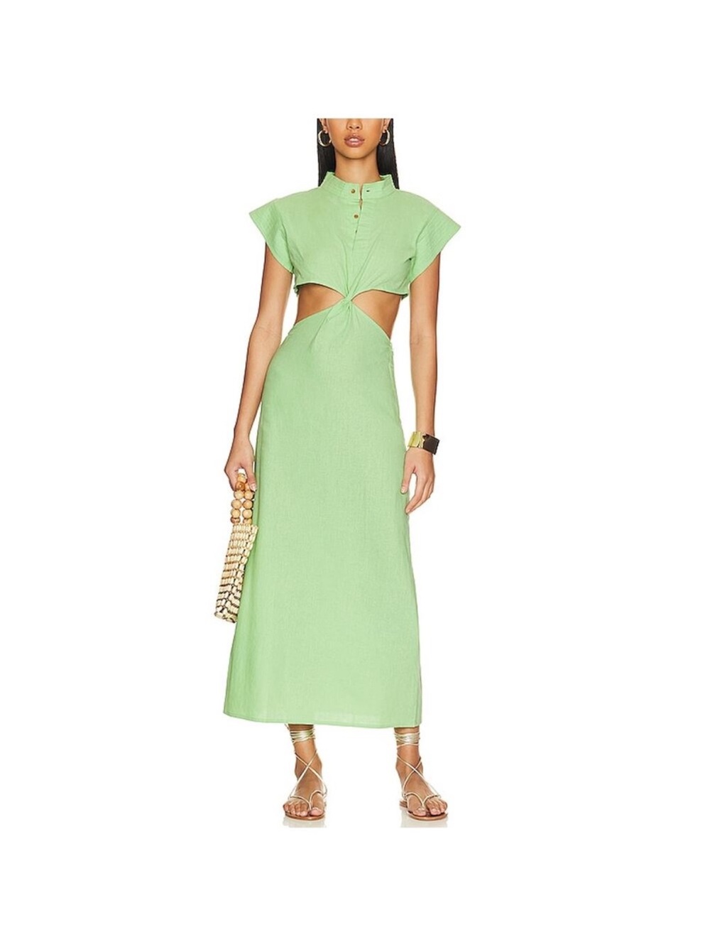 acacia swimwear Light Green Cutout Maxi Dress